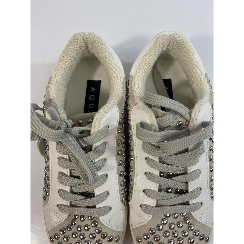 Aqua Shoes Womens Size 6.5 White AQ-TESS Studded Lined Sneakers New Box - Picture 4 of 12